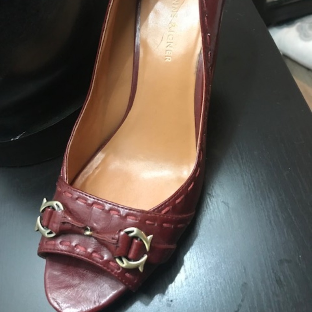 Etienne Aignier red peep toe pump size 8.5 - Picture 1 of 2